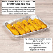 Disposable Half Size Steam Table Foil Pan with Foil Lid  Shallow  #4300L Western Plastics
