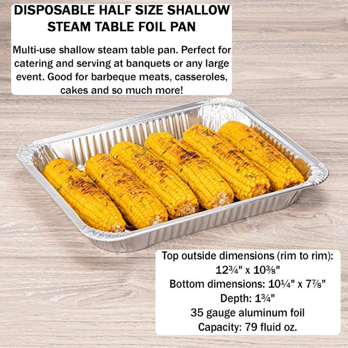 Disposable Half Size Steam Table Foil Pan with Foil Lid  Shallow  #4300L