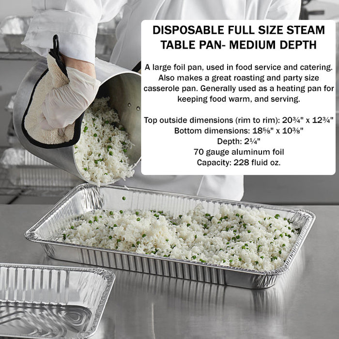 Disposable Full Size Steam Table Foil Pan Medium Depth    #7800