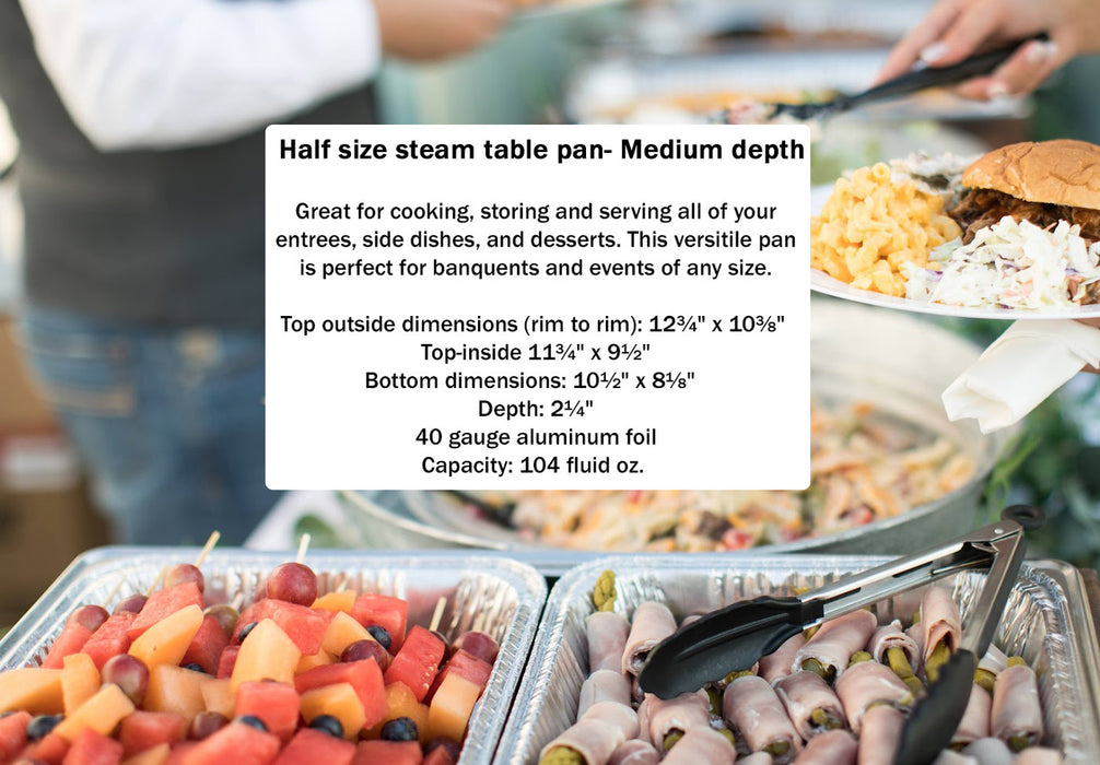 Disposable Aluminum Foil Half Size Steam Table Pan  Medium Depth   #4255