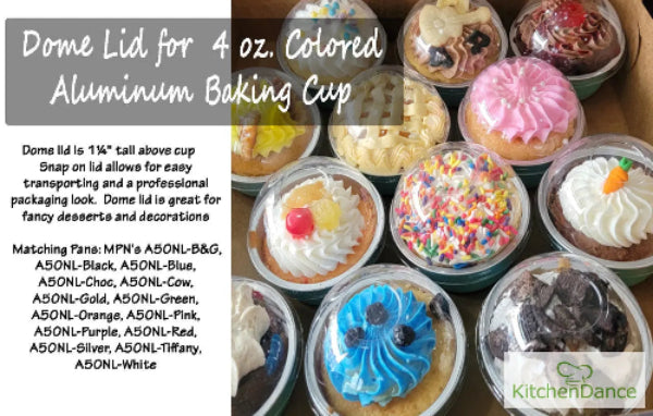 Plastic lid for 4 oz. Colored Foil Ramekins / Baking Cups   #PL-A50 KitchenDance
