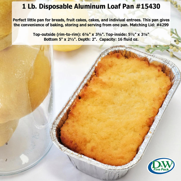 Molde para pan pequeño desechable de aluminio D &amp; W Fine Pack de 1 lb n.° 15430