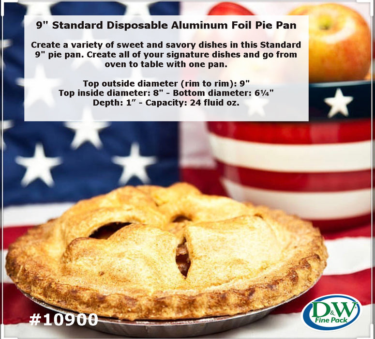 Disposable Aluminum Foil 9" Pie Pan - Medium Depth #D64