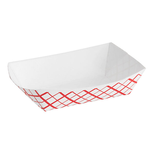 Southern Champion 6 oz. Compostable Southland Red Check Food Tray -  Pack of 250 #0405