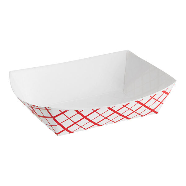 Southern Champion 2-1/2 lb. Compostable Southland Red Check Food Tray -Pack of 250  #0421