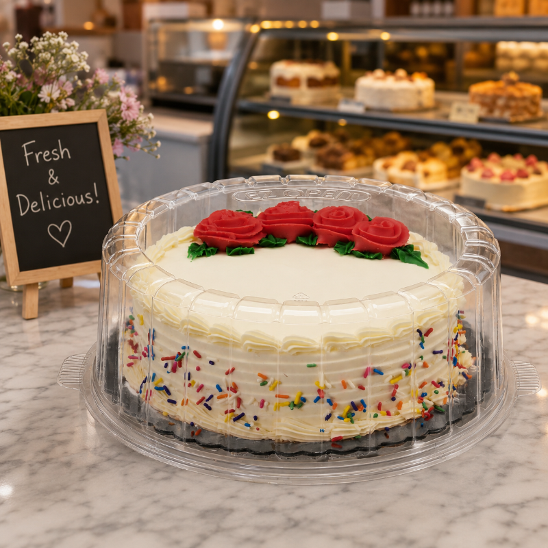 7" Plastic 2-Piece Single Layer Cake Container - #1007SCL