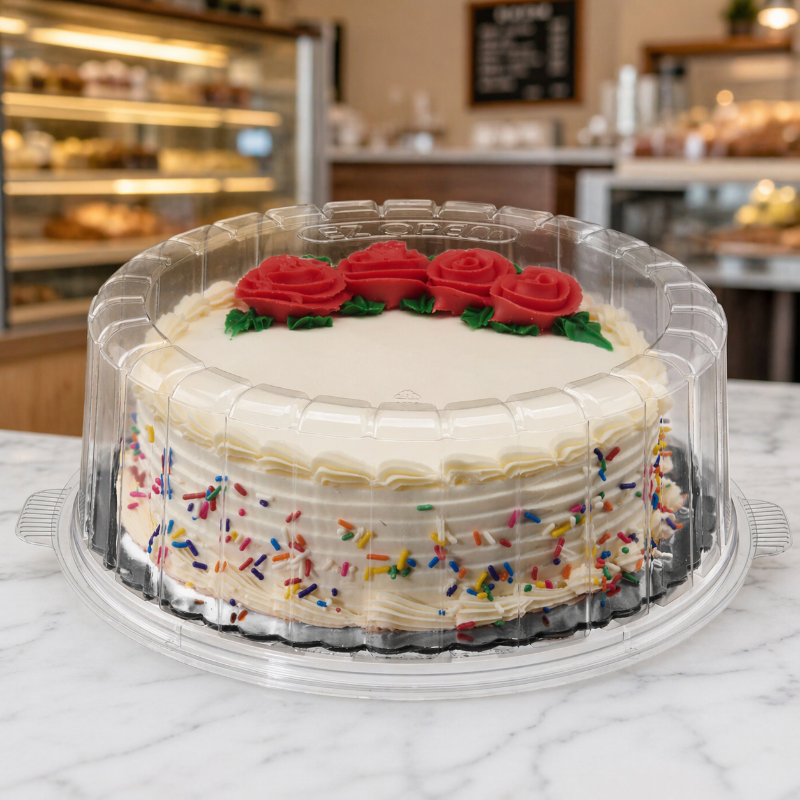 8" Two-Piece Single Layer Plastic Round Cake Container - #1008SCL