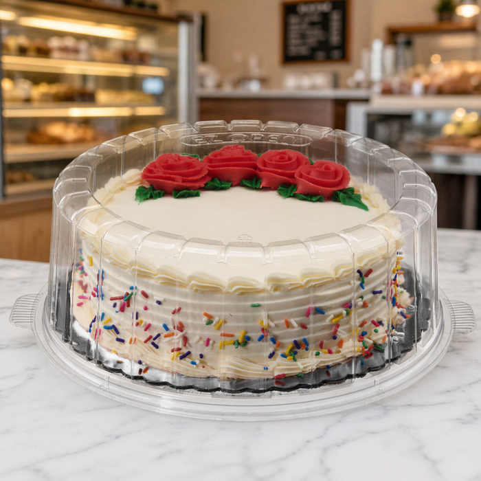 8" Two-Piece Single Layer Plastic Round Cake Container - #1008SCL