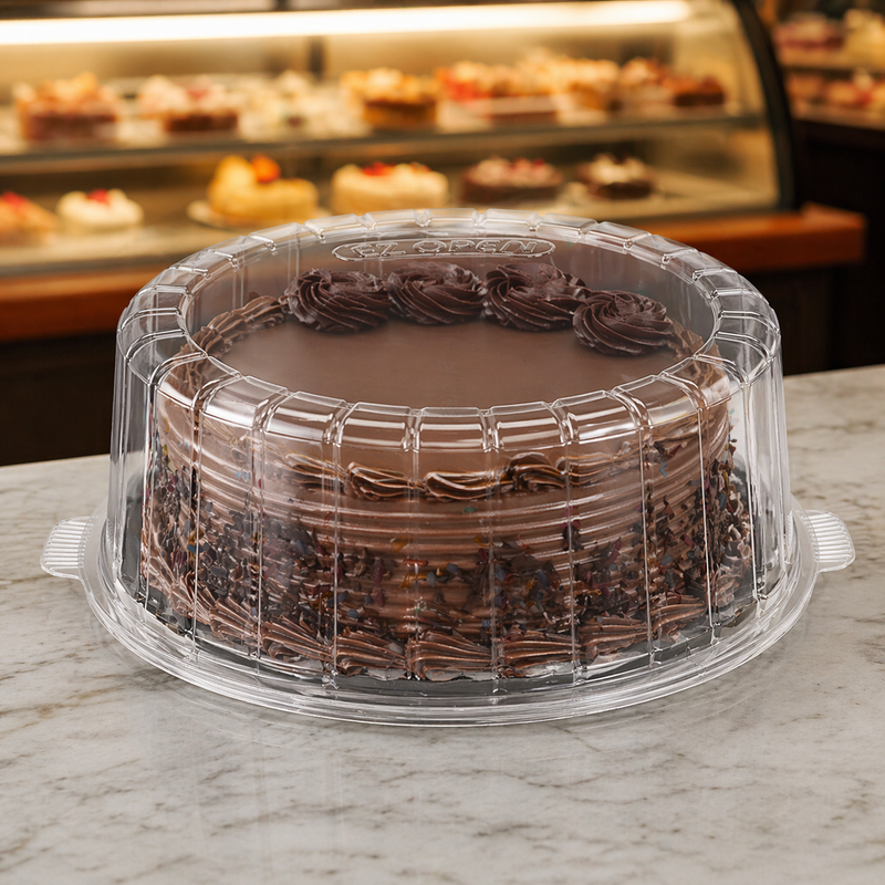 9" Two-Piece Single Layer Plastic Round Cake Container - #1009SCL