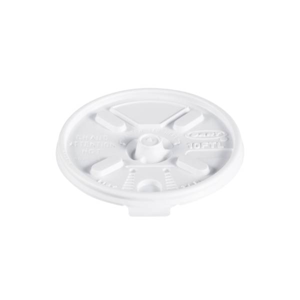 10 oz. HIPS Plastic Plastic Lift 'n' Lock White Lid - Sleeve of 100 - #10FTL