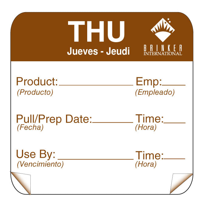 DayMark ToughMark 2 x 2 Day of the Week Shelf Life Labels