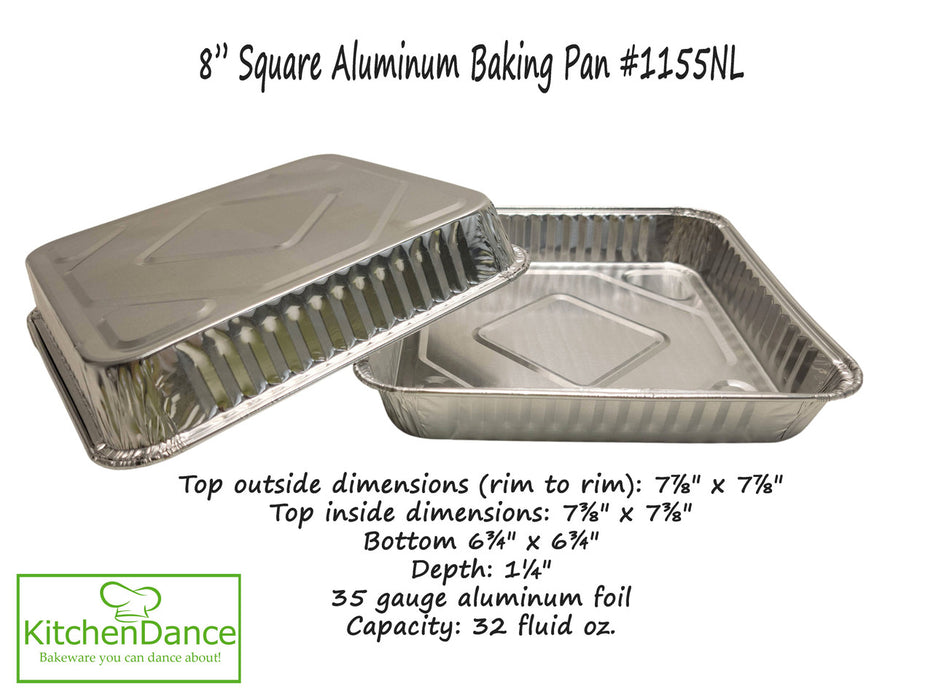 8" Disposable Square Aluminum Foil Baking Pan  -  #1155NL