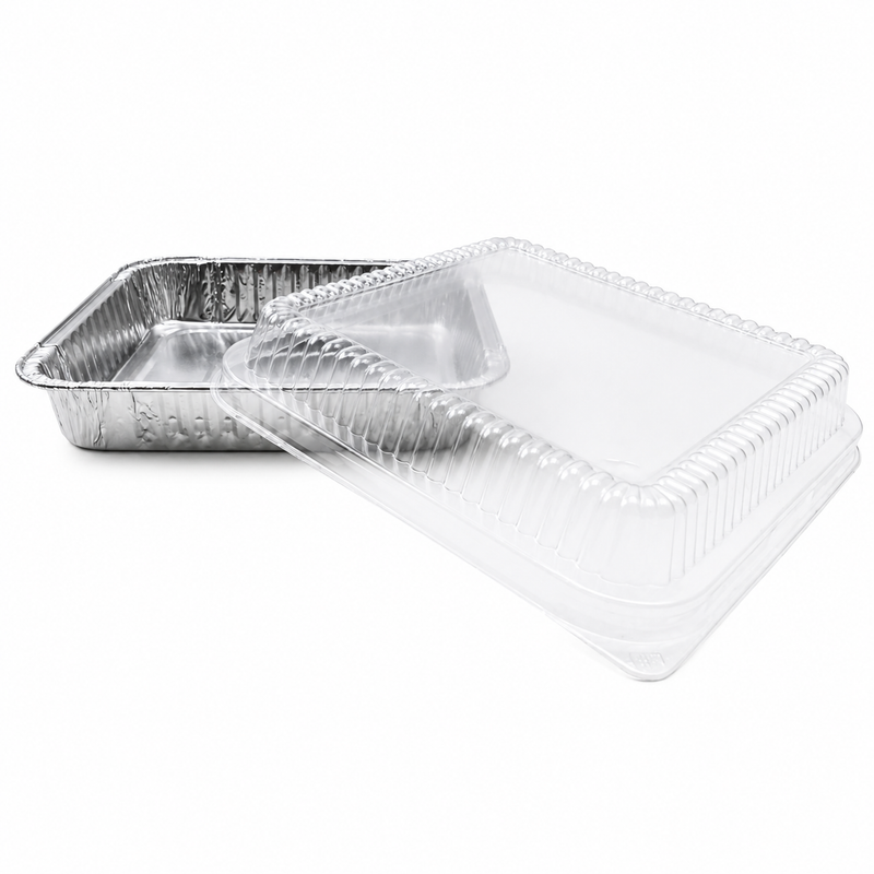 Molde para hornear desechable de aluminio cuadrado de 8" con tapa de plástico n.º 1155P