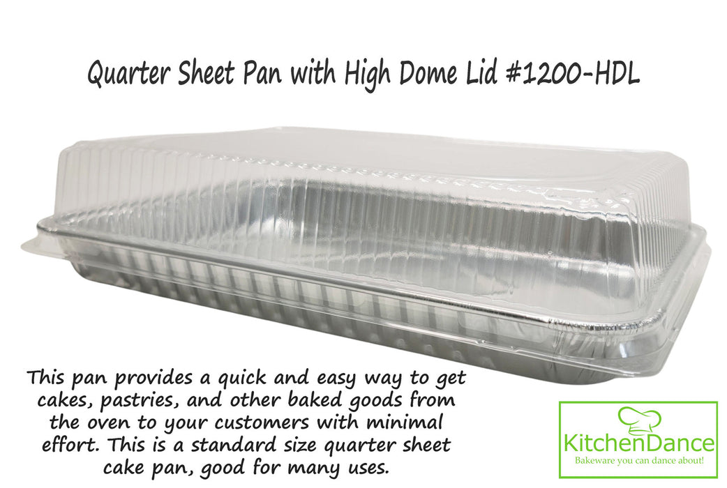 Disposable Aluminum Foil 1 4 Sheet Cake Pan with Plastic Lid 1200P KitchenDance