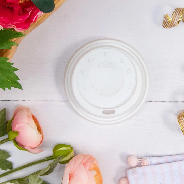 Dart 6-12 oz. White HIPS Plastic Cappuccino Lid - Sleeve of 100 - #12EL