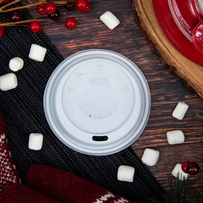 Dart 6-12 oz. White HIPS Plastic Cappuccino Lid - Sleeve of 100 - #12EL