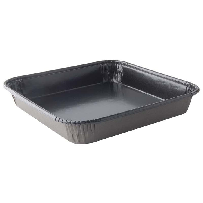 8" x 8" Ovenable Black Solid Board Rolled Rim Tray - #13158