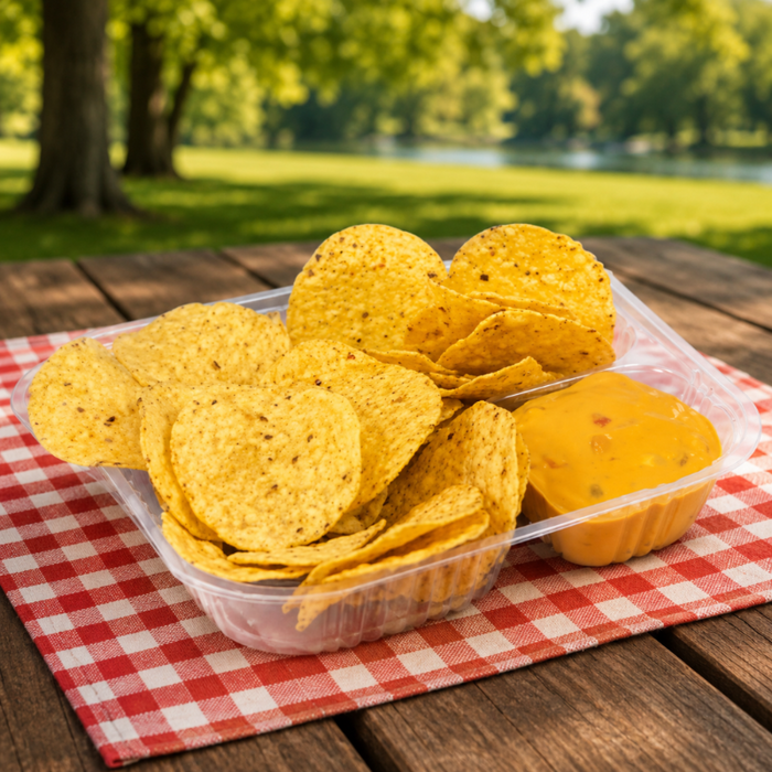6"x8" 2-Compartment Clear Large Nacho Tray - #1343402