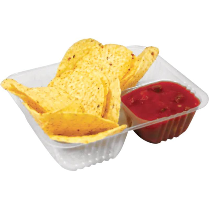 5"x6" 2-Compartment Clear Small Nacho Tray - #1343401