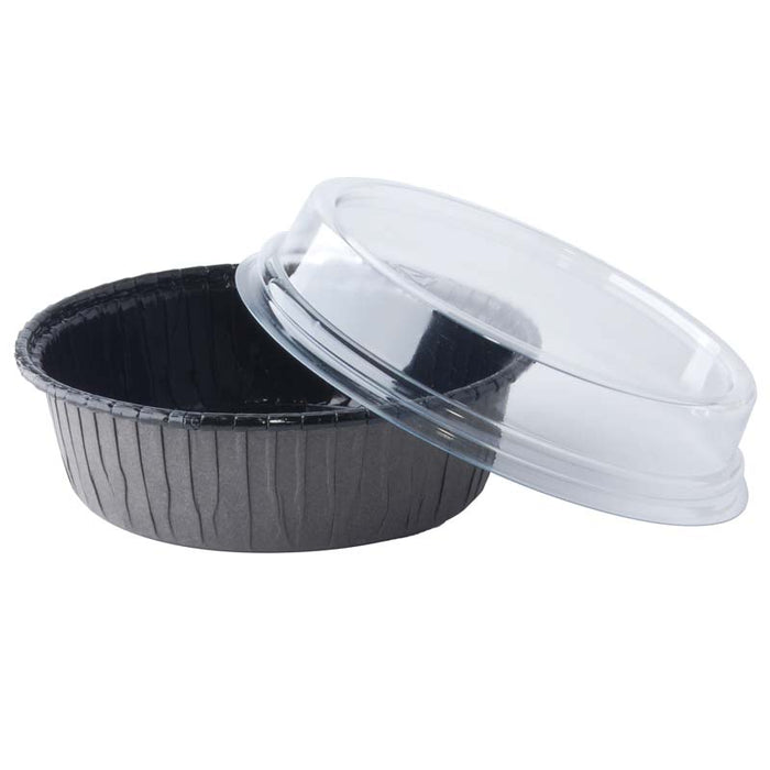 8 oz. Round Oven-Safe Paperboard Baking Cup with Clear PET Dome Lid - #13810-00117