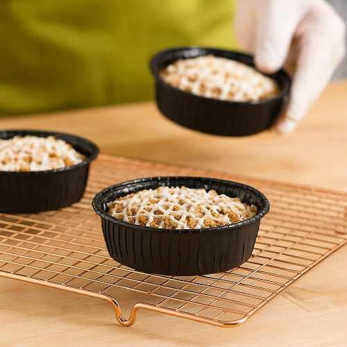 8 oz. Round Ovenable Paperboard Baking Rolled Rim Cup - #13810