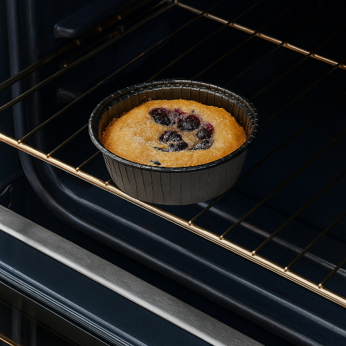 8 oz. Round Ovenable Paperboard Baking Rolled Rim Cup - #13810