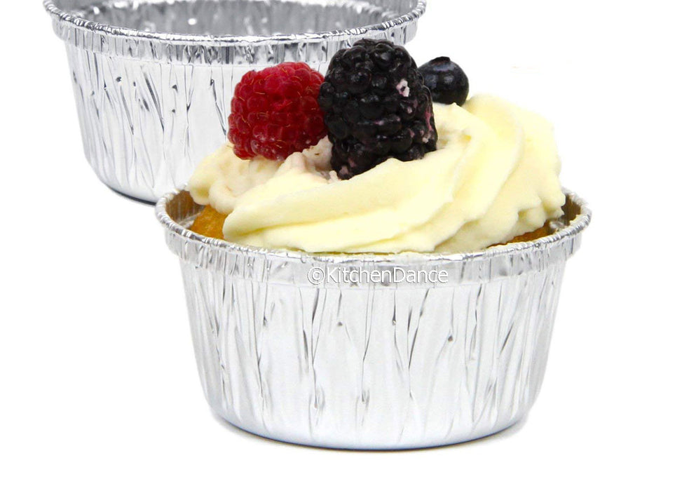 disposable aluminum foil 4oz. cupcake bowl, souffle cup, mini baking cup, individual serving size dessert cup