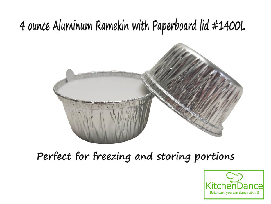 Disposable Aluminum 4 oz. Foil Ramekins with Board Lid  #1400L