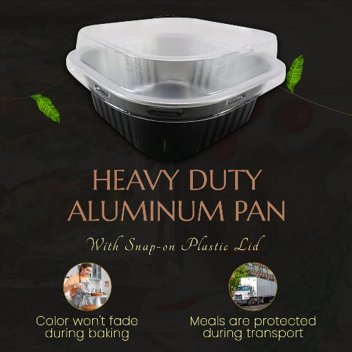 11 oz. Square Foil Dessert Cup with Plastic Lids - #A24P KitchenDance