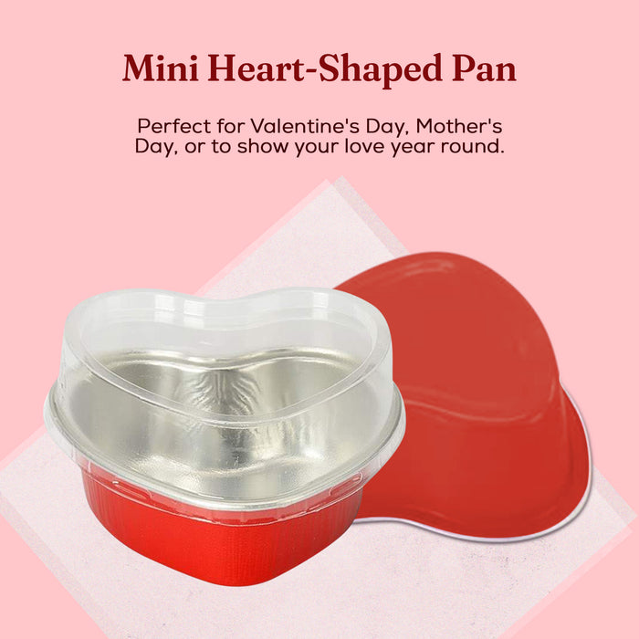 Disposable Mini Heart Shaped Foil Pan with Plastic Lid   #3055P