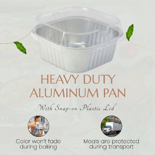 11 oz. Square Foil Dessert Cup with Plastic Lids - #A24P KitchenDance