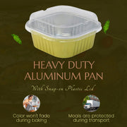 11 oz. Square Foil Dessert Cup with Plastic Lids - #A24P KitchenDance