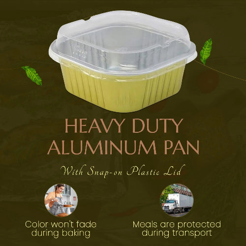 11 oz. Square Foil Dessert Cup with Plastic Lids - #A24P KitchenDance