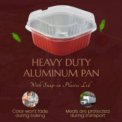 11 oz. Square Foil Dessert Cup with Plastic Lids - #A24P KitchenDance