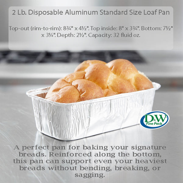 D & W Fine Pack 2 lb. Disposable Aluminum Foil Loaf Pan  #5100NL