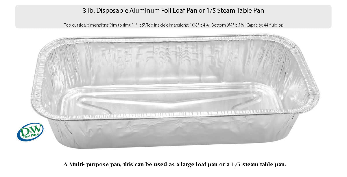 Molde para pan de aluminio desechable de 3 lb o molde para mesa de vapor de tamaño 1/4 n.° 5300NL