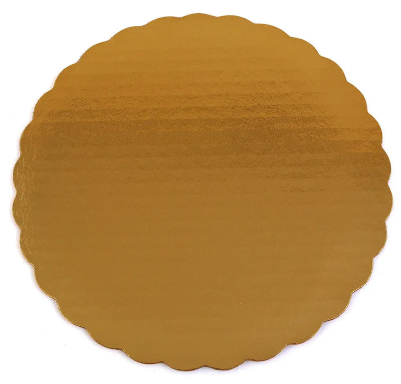 8" Corrugated Scalloped Cake Circles- Gold - #1605 Southern Champion