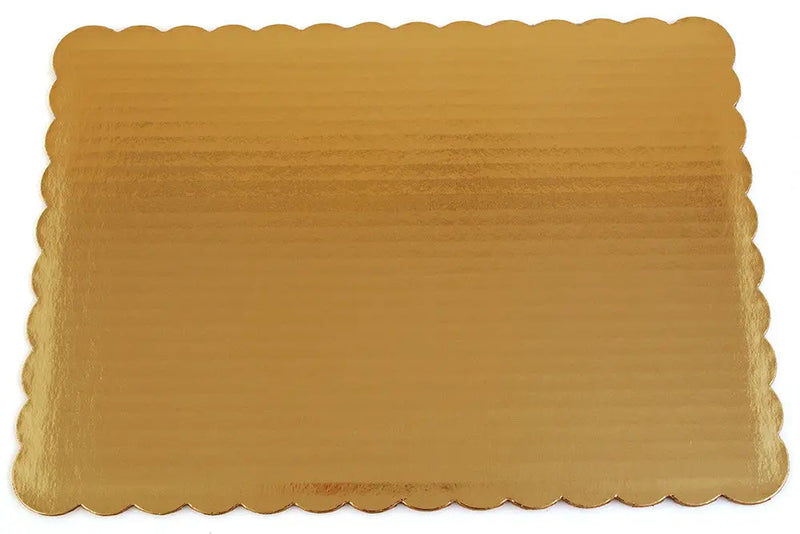 1/4 Size Sheet Cake Corrugated Scalloped Cake Pad - Gold - #1645 Southern Champion