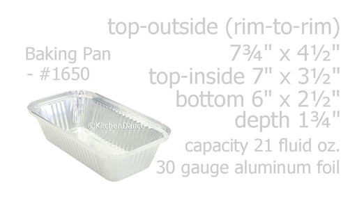 disposable aluminum foil 1½ lb. loaf pan, baking pan, carryout pan, takeout pan, food serving pan