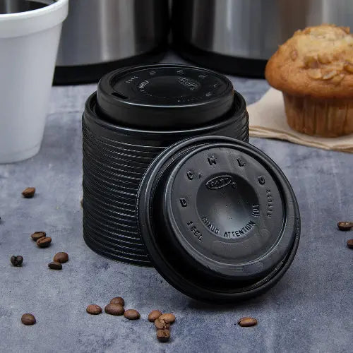 Dart 12-24 oz. Black HIPS Plastic Cappuccino Lid - Sleeve of 100 - #16ELBLK
