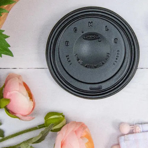 Dart 12-24 oz. Black HIPS Plastic Cappuccino Lid - Sleeve of 100 - #16ELBLK