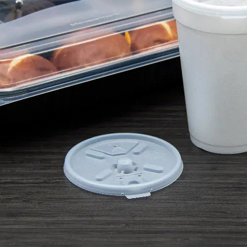 Dart 12-24 oz. Translucent HIPS Plastic Straw-Slotted Lid with Lift n’ Lock – Sleeve of 100 - #16FTLS