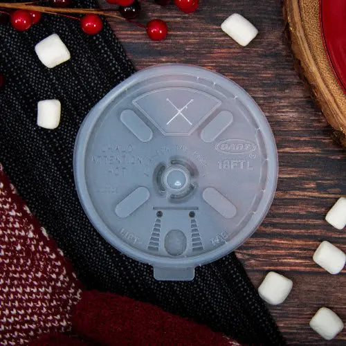 Dart 12-24 oz. Translucent HIPS Plastic Straw-Slotted Lid with Lift n’ Lock – Sleeve of 100 - #16FTLS