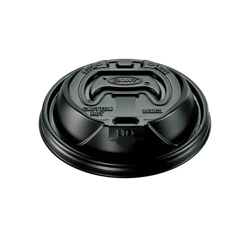 Dart 12-24 oz. Black HIPS Plastic Optima® Reclosable Lid - Sleeve of 100 - #16RCLBLK Dart Container