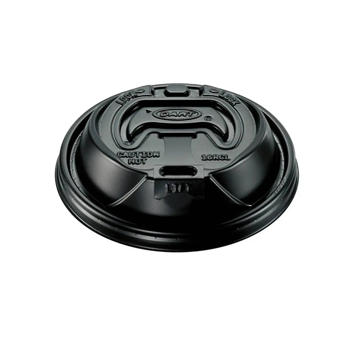 Dart 12-24 oz. Black HIPS Plastic Optima® Reclosable Lid - Sleeve of 100 - #16RCLBLK Dart Container