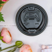 Dart 12-24 oz. Black HIPS Plastic Optima® Reclosable Lid - Sleeve of 100 - #16RCLBLK Dart Container