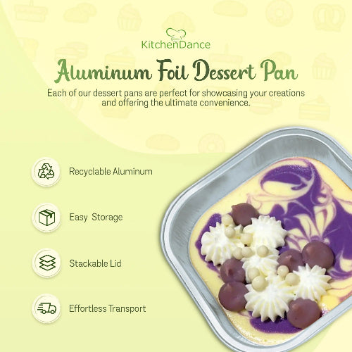 4" Square Colored Aluminum Foil Dessert Pan with Snap-On Plastic Lid   #A6P KitchenDance