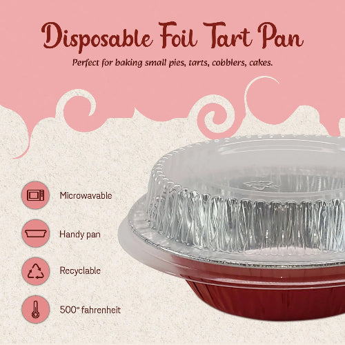 5" Disposable Foil Tart / Pie Pan with Plastic Lid   #501P KitchenDance