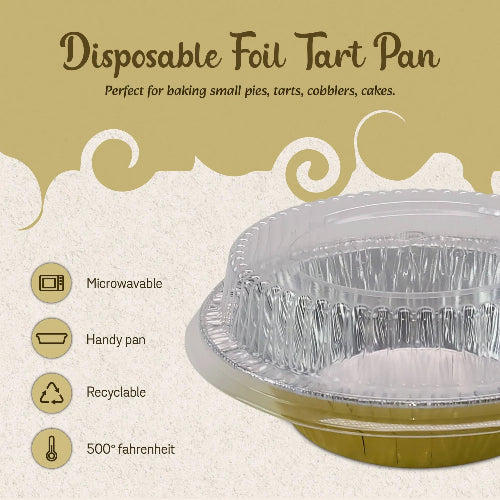 5" Disposable Foil Tart / Pie Pan with Plastic Lid   #501P KitchenDance