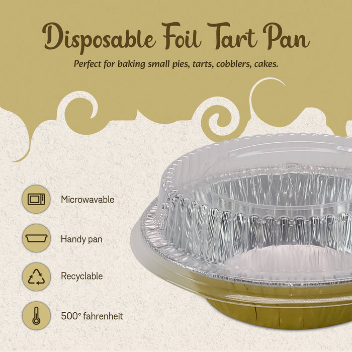 5" Disposable Foil Tart / Pie Pan with Plastic Lid   #501P